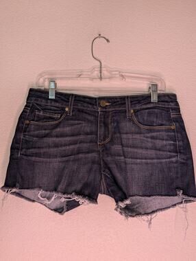 PAIGE Women's Jimmy Jimmy Shorts 26 Distressed Premium Denim Cutoff Dark Wash